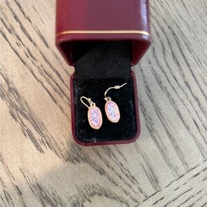 Kendra Scott Earrings. Sparkly pink and also tiny marblized post earrings.